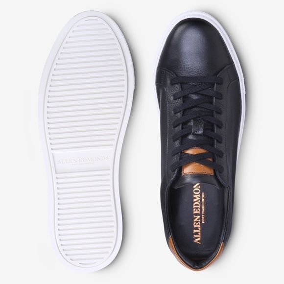 Allen Edmonds Oliver Courtside Men’s Black Leather Lace-Up Sneakers - Picture 4 of 11